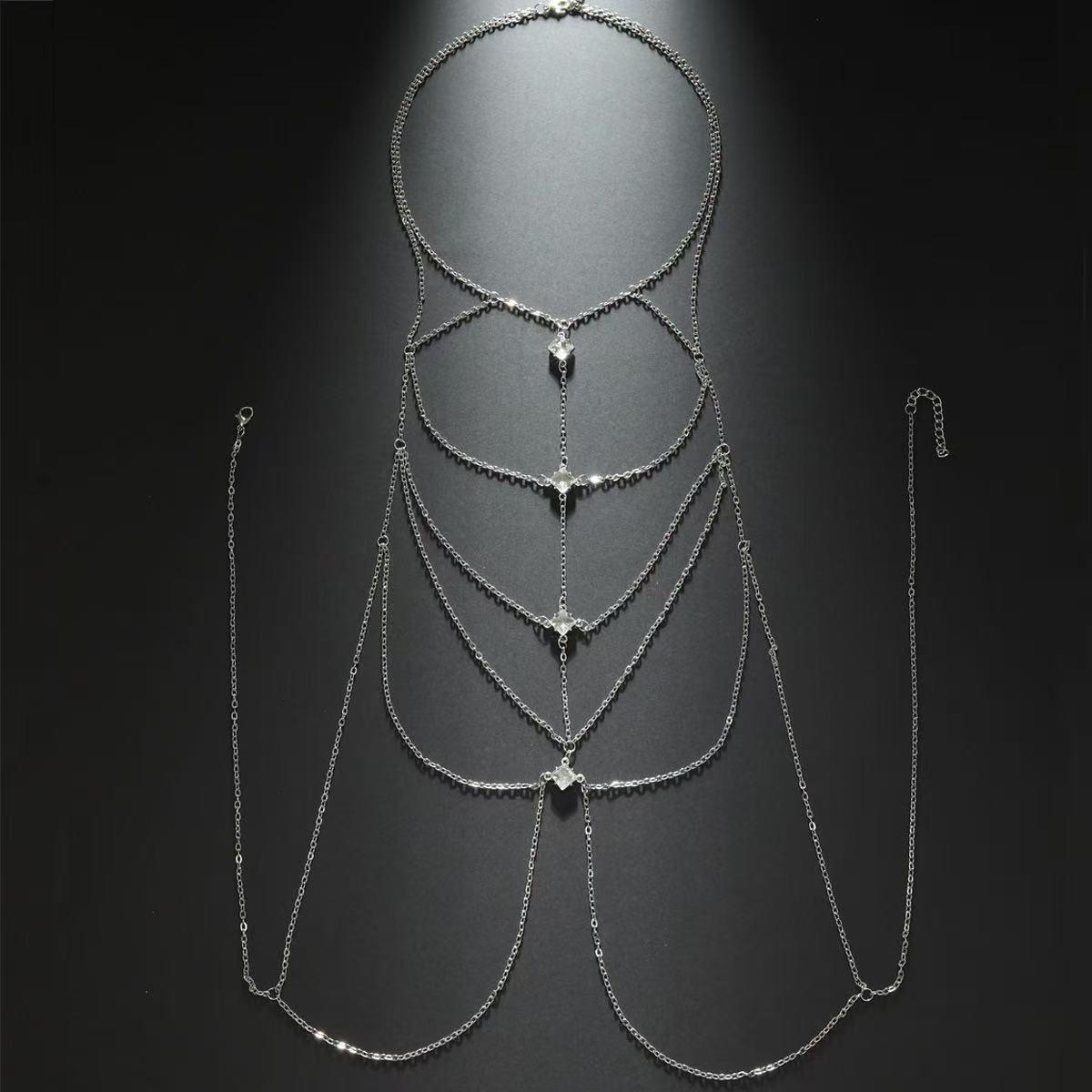 Men's Polished Metal Alloy Body Chain Harness - Adjustable, High-Shine, Resists Tarnishing, Sexy Look Men's Body Jewelry for Parties, Special Occasions, Male