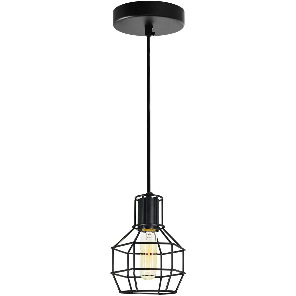 CWI Lighting Secure 1 Light 6 inch Black Down Mini Pendant Ceiling Light 9608P6-1-101