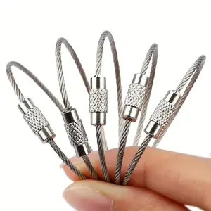 Stainless Steel Keychain Ring, Metal Keychain Cable, Large Keyring Clip, Luggage Tag Holder, Outdoor Camping Hiking Gear, Heavy Duty Keychain