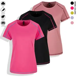 Women’s short-sleeve T-shirt, casual crew neck, suitable for outdoor sports and everyday wear, set of 3