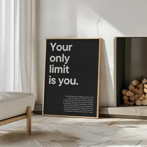 [UNFRAMED POSTER]  Your only limit is you motivational print inspirational soft black and light beige homeoffice poster growth mindset entrepreneur fitness gym