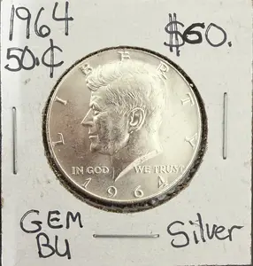 1964 GEM BU Silver Kennedy half dollar