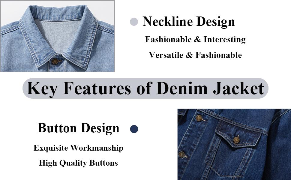 Classic Men's Denim Jacket ,Vintage Washed Cotton Blend Jean Jacket with Multi-Pockets, Regular Summer Outfits Trucker Coat for Daily Casual Streetwear