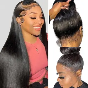 Bling Hair 360 Transparent Lace Front Wigs Remy Hair Straight Pre Plucked With Haline hair 360 Full Lace Wigs Human Hair For Black Women Can Make Ponytail And Bun Natural Hairline