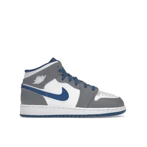 Jordan Kid's 1 Mid True Blue Cement Basketball Shoes, from StockX