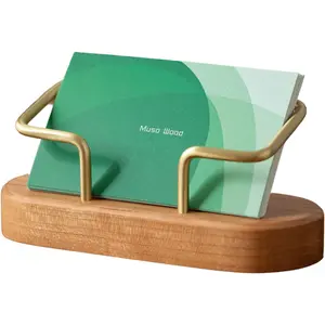Business Card Holder for Desk, Wooden Creative Business Card Display Stand for Office Tabletop (Cherry 1pack)