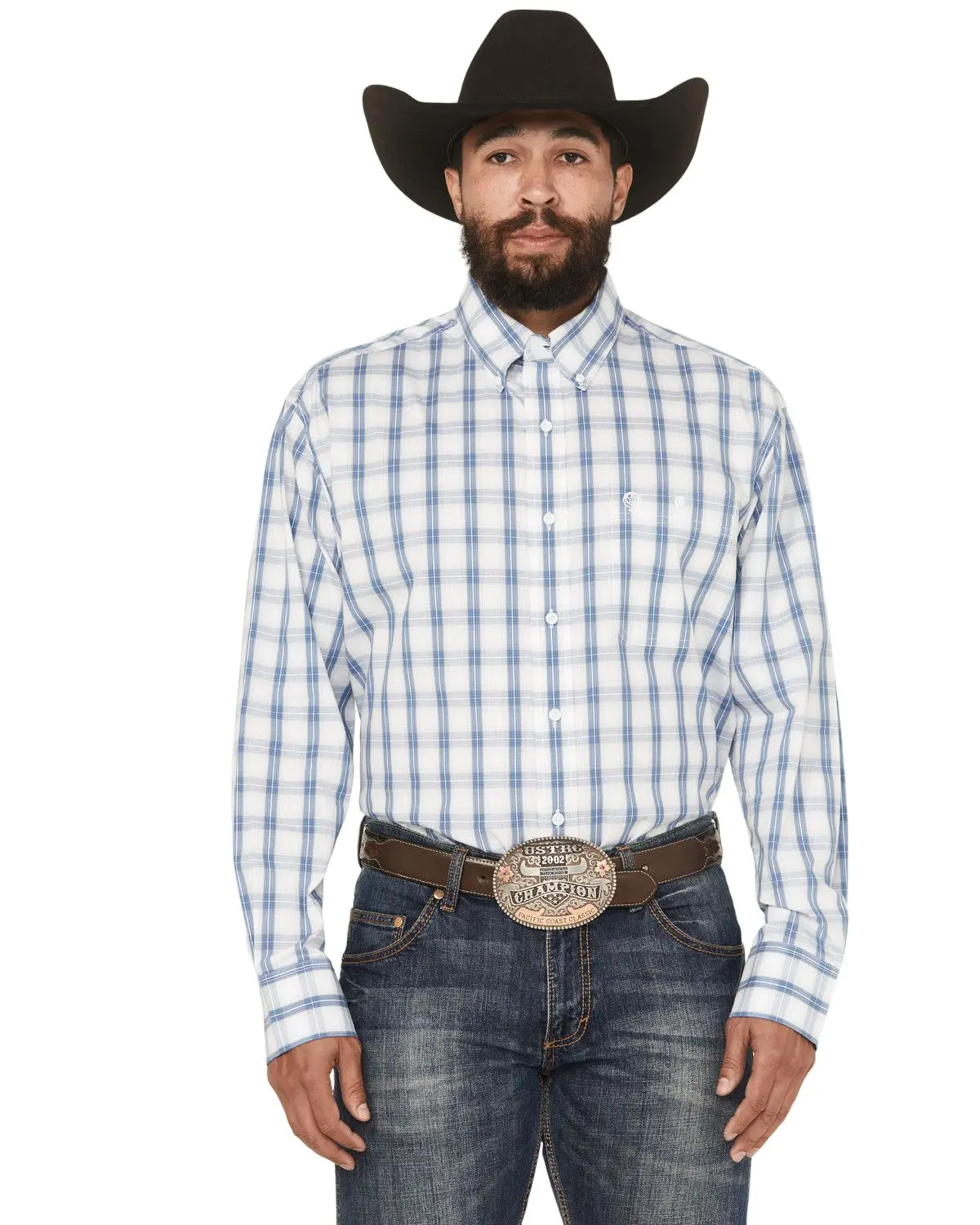 Wrangler Men's George Strait By Men'S Plaid Print Long Sleeve Button-Down - 112369573