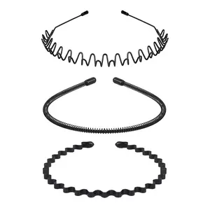 Velvetods Basics Metal Headbands for Men, Unisex Wavy Hair Bands, Adjustable Fashion Headband, Simple Non-Slip Sports Outdoor Sports Head Bands & Gifts