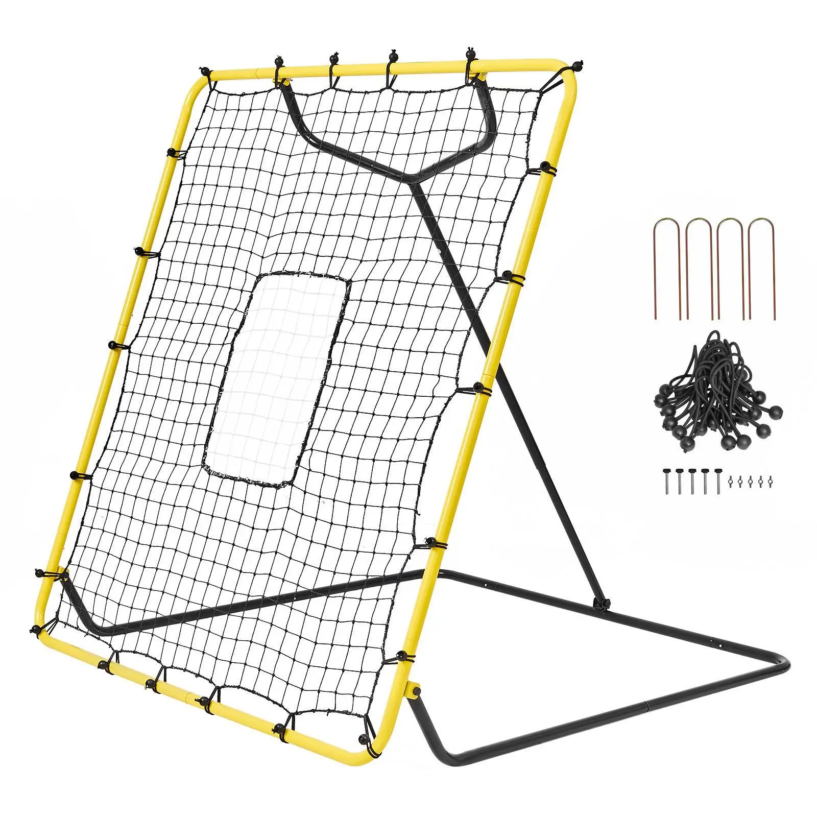 【summerfinds】VEVOR Baseball And Softball Rebounder Net, 4 x 4.5 Feet PitchBack Baseball Nest for Pitching and Fielding Training, Pitch Return Trainer Rebound Net with Pitching Target, 4 Adjustable Angles