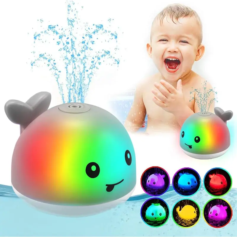 360° Rotation Whale Bath Toy for Toddlers 1-5 Years Old - Colorful LED Lights, Auto Water Spraying, Safe Waterproof ABS Material, Floats on Water, Durable Battery-Powered, Party-Ready Baby Christmas Gift with 360° Bath Action