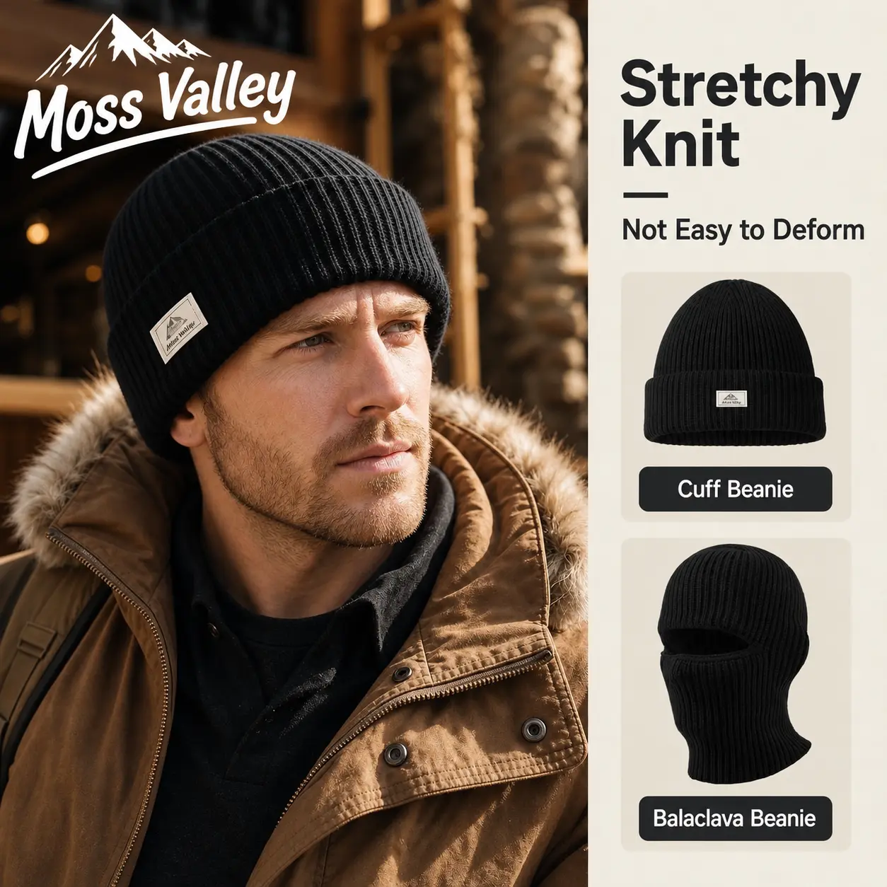 Versatile Balaclava: A 2-in-1 Knitted Winter Hat, Pullover Cap, and Face Mask with Ear Protection