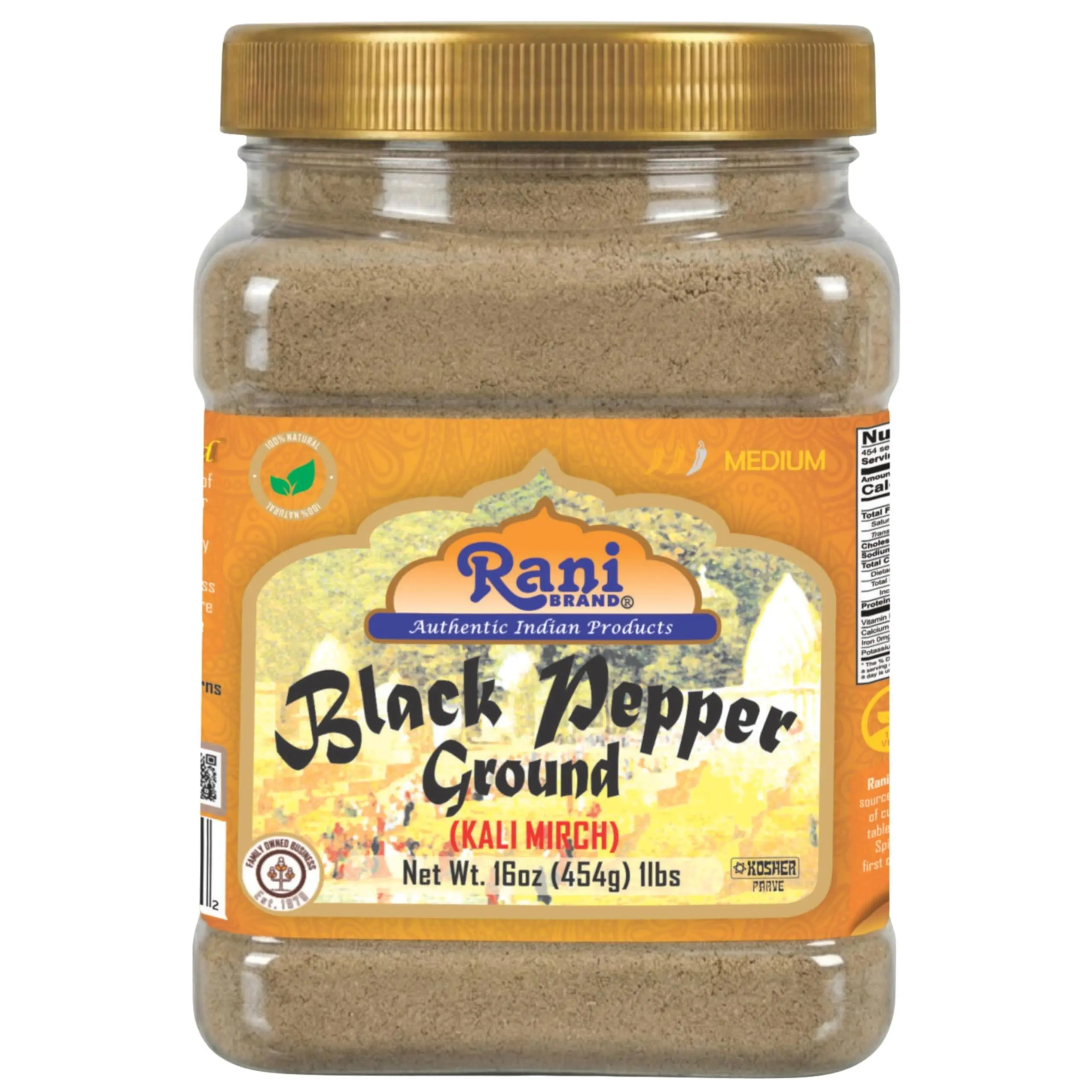 Rani Black Pepper Fine Powder 80 Mesh, 16oz (1lb) 454g PET Jar ~ Gluten Friendly | Non-GMO | All Natural