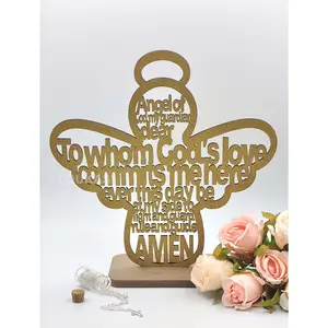 US LUOKASI 12pcs Guardian Angel 12inches Wood with Stand Laser Cutout Centerpiece First Communion Quinceanera Christening Perfect for DIY Baptism Baby Shower Favor | Party Decorative Ornaments Decoration Wooden Christmas