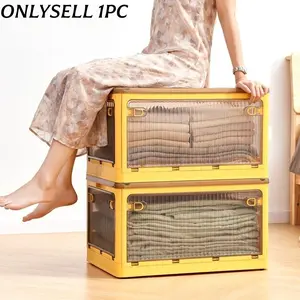 Clear Foldable Multifunctional Storage Box for Clothes, Blankets, Snacks, Toys and Books, Ideal Gift for Christmas & Halloween, Clear Plastic Boxes