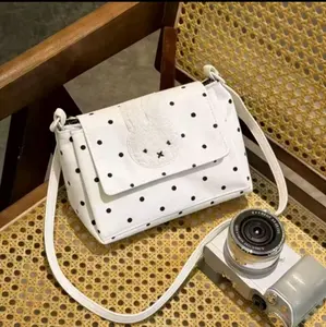 New Miffys Rabbit Cartoon White Polka Dot Crossbody  Bag | Kawaii Cartoon Large Capacity Versatile Three- layer Storage Bag