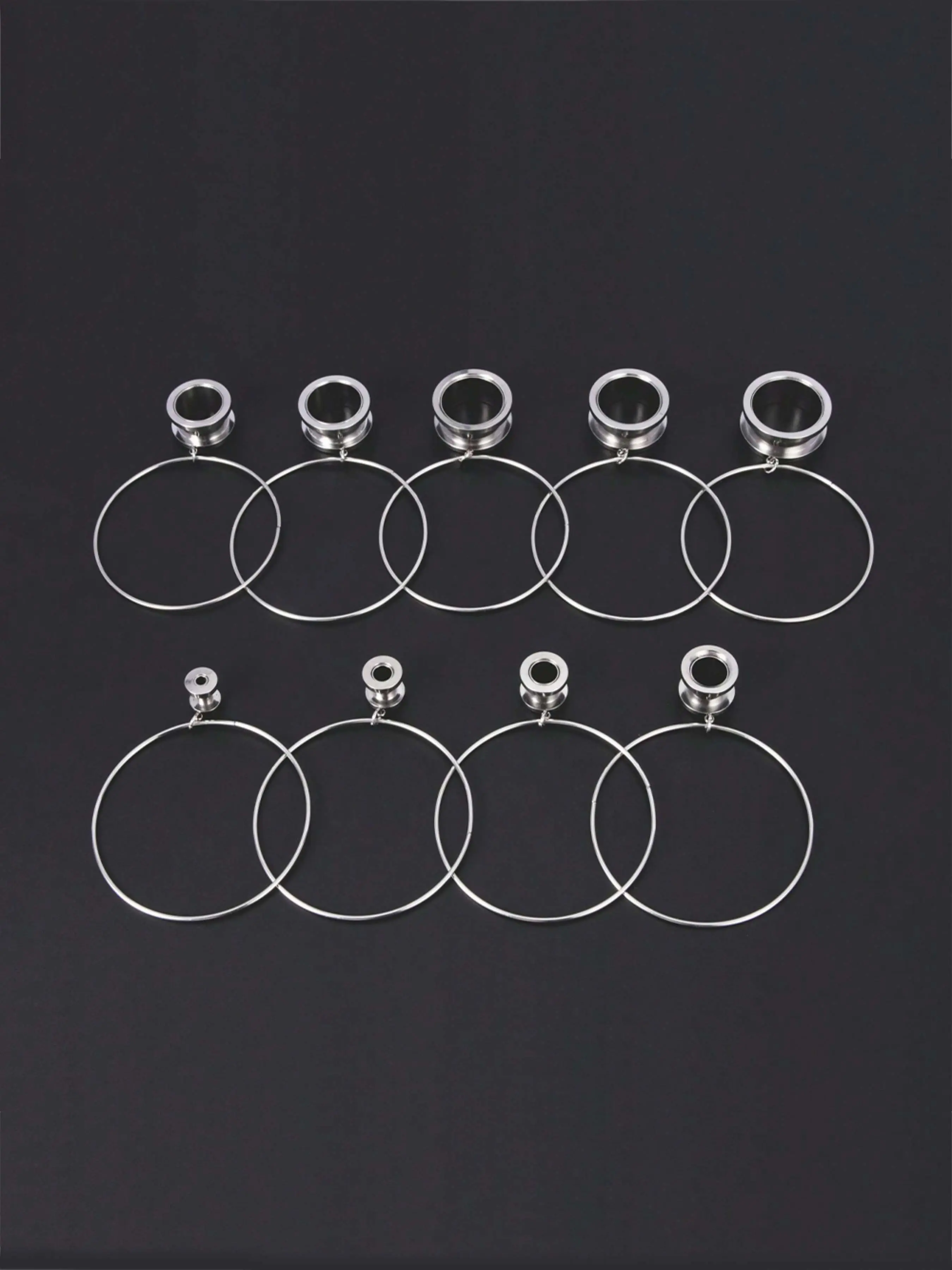 2Pcs Stainless Steel Screw Ear Tunnels Large Hoop Dangle Ear Plugs Expander 4-18mm Gauges For Ears Stretcher Piercing Ear Gauge Tunnels For Hoops