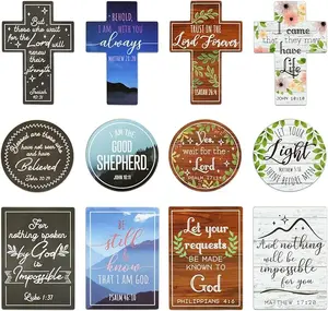 12 Pack Inspirational Refrigerator Magnets with Bible Verses, Scripture (3 Sizes)
