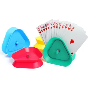 Playing Card Holder Set for Kids & Adults 4-Pack Colorful Hands-Free Triangle Trays 8cm x 8.5cm for Poker Game Nights Parties Family Fun & Classroom Activities Cards Not Included