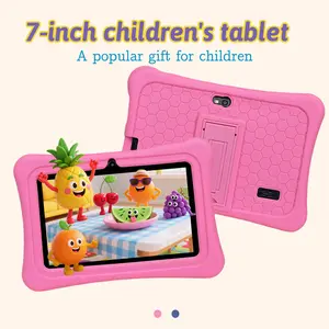 7-inch tablet, Student Tablets, containing various educational applications, a great learning companion, WIFI ， Dual camera, anti fall protective case, parental control function, portable, suitable as a holiday gift, no adapter, blue/pink