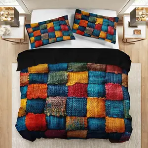 Cute Cat Heart Bedding Set, Includes 1 Fitted Sheet + 2 Pillowcases, Soft Polyester Fabric, Suitable for All Seasons