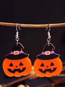 1/16 Pairs of Fashionable Halloween Pumpkin Dangle Earrings for Women's Party Decoration Gift
