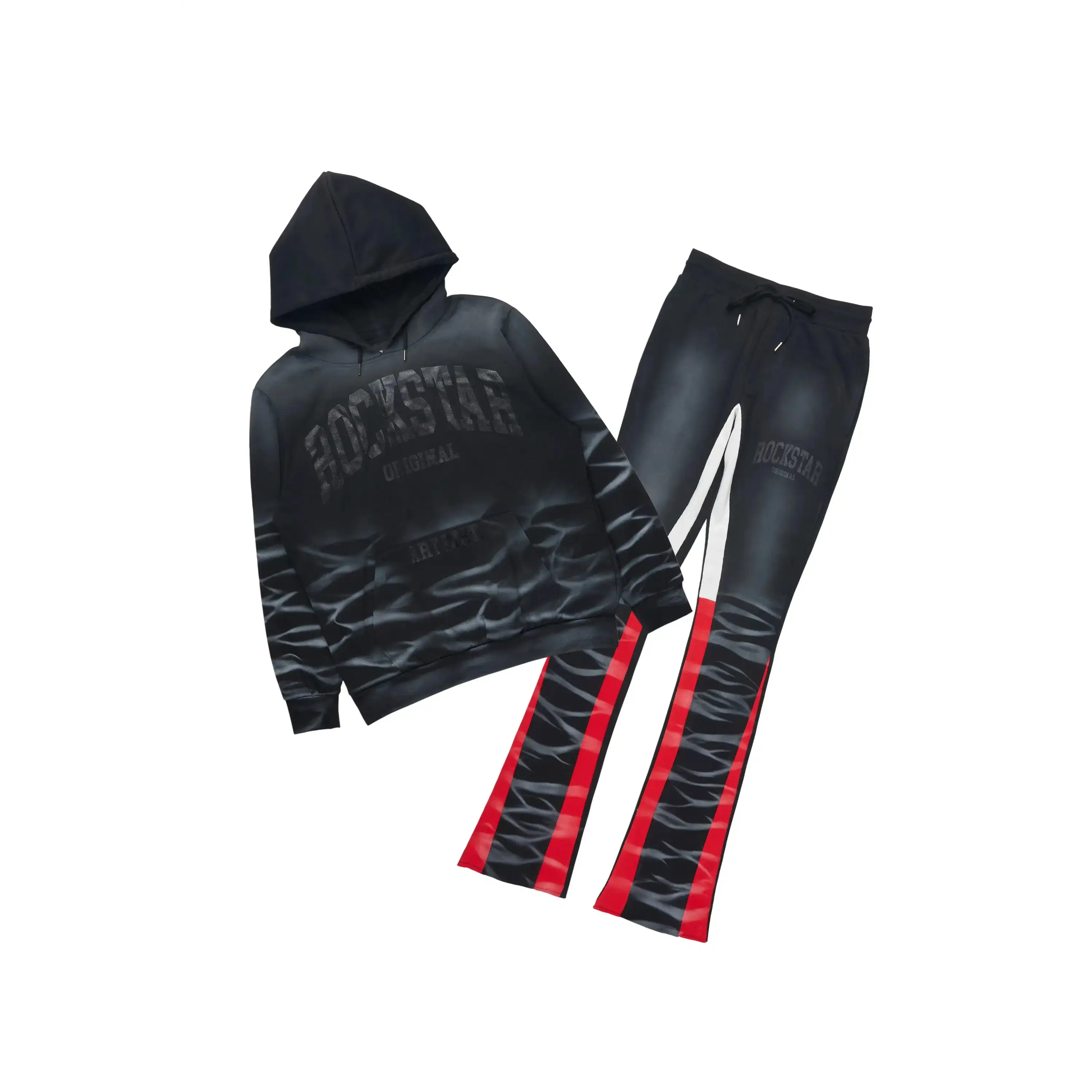 Nelly 2.0 Black Hoodie/Stacked Flare Track Set
