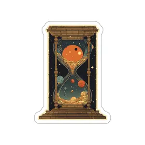 Cosmic Hourglass Sticker | Die-Cut Space Planets Sticker