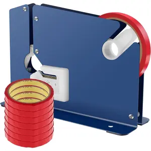 Steel Tape Bag Sealer Machine with 7 Adhesive Tape, Heavy Duty Metal Produce Bag Sealing Taper Dispenser, Plastic Bag Sealer Poly Bag Sealer for Ground Meat Packaging System, large