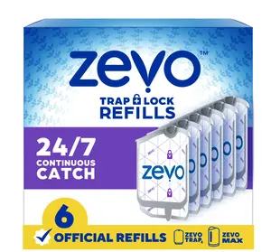 Zevo Flying Insect Trap Refill: 6 Indoor Light Trap Refill Cartridges Capture House Flies, Fruit Flies, and Gnats (6 Refill Cartridges)