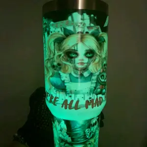 Alice Tumbler - 40oz Glow in the Dark Water Bottle - Drinkware Water Bottles Portable Mug Washable Bottled Reusable