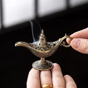 Magic Lamp Alloy Incense Burner Stand, Incense Holder, Living Room Decoration, Yoga Meditation, Home Decor Aromatherapy, Tea Ceremony Desktop Ornament