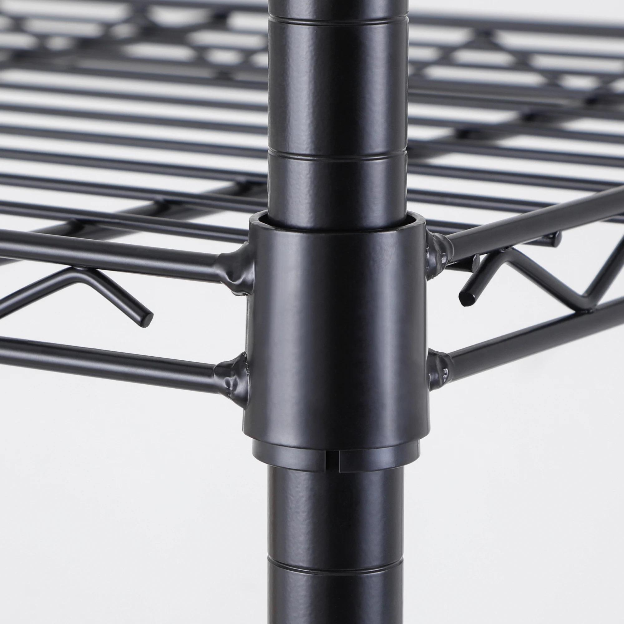 4-Layer Adjustable Utility Storage Rack with Black Anti-Rust Coating Ideal for Pantry/Laundry Room Organization