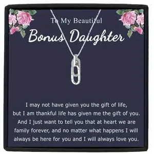 Forever Linked Together Necklace - Interlocking Chains with Heartfelt Message Card, Birthday/Christmas/Valentine's Jewelry Gift for Daughter, Mother-Daughter Keepsake, Year-Round Elegant Chain for Women, Sentimental Design, Shimmering Finish