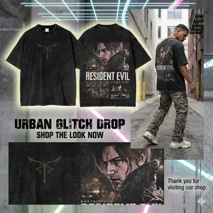 Limited Resident Evil Requiem Inspired Washed T-Shirt – Vintage Distressed Survival Horror Graphic Tee – Gamer Fan Gift
