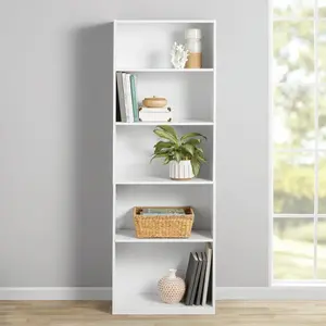 5-Shelf Bookcase with Adjustable Shelves, White/blackAB20Lumora Living