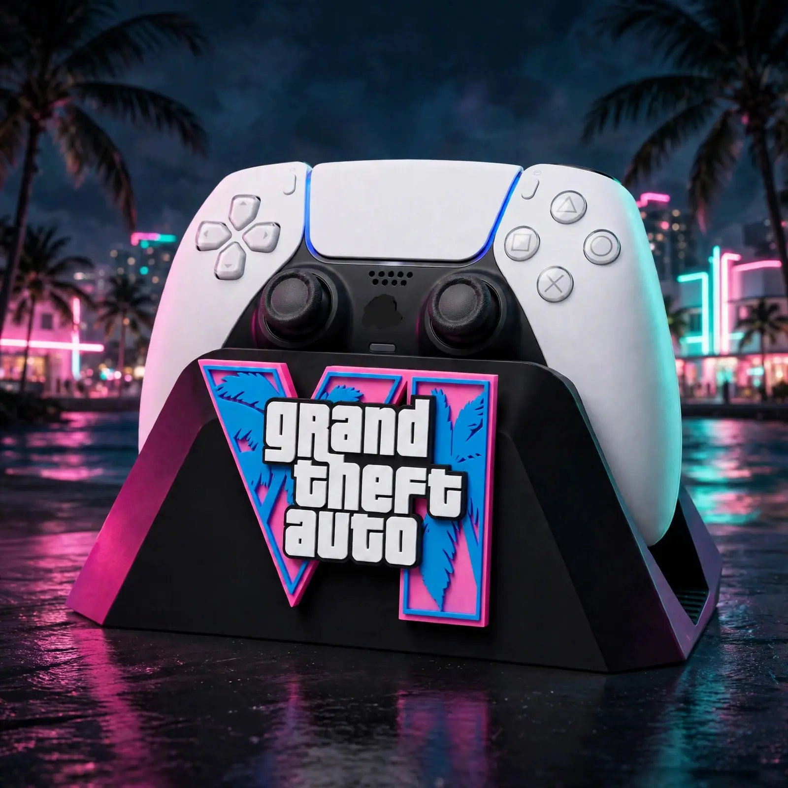 PS5 controller stand "Miami" theme