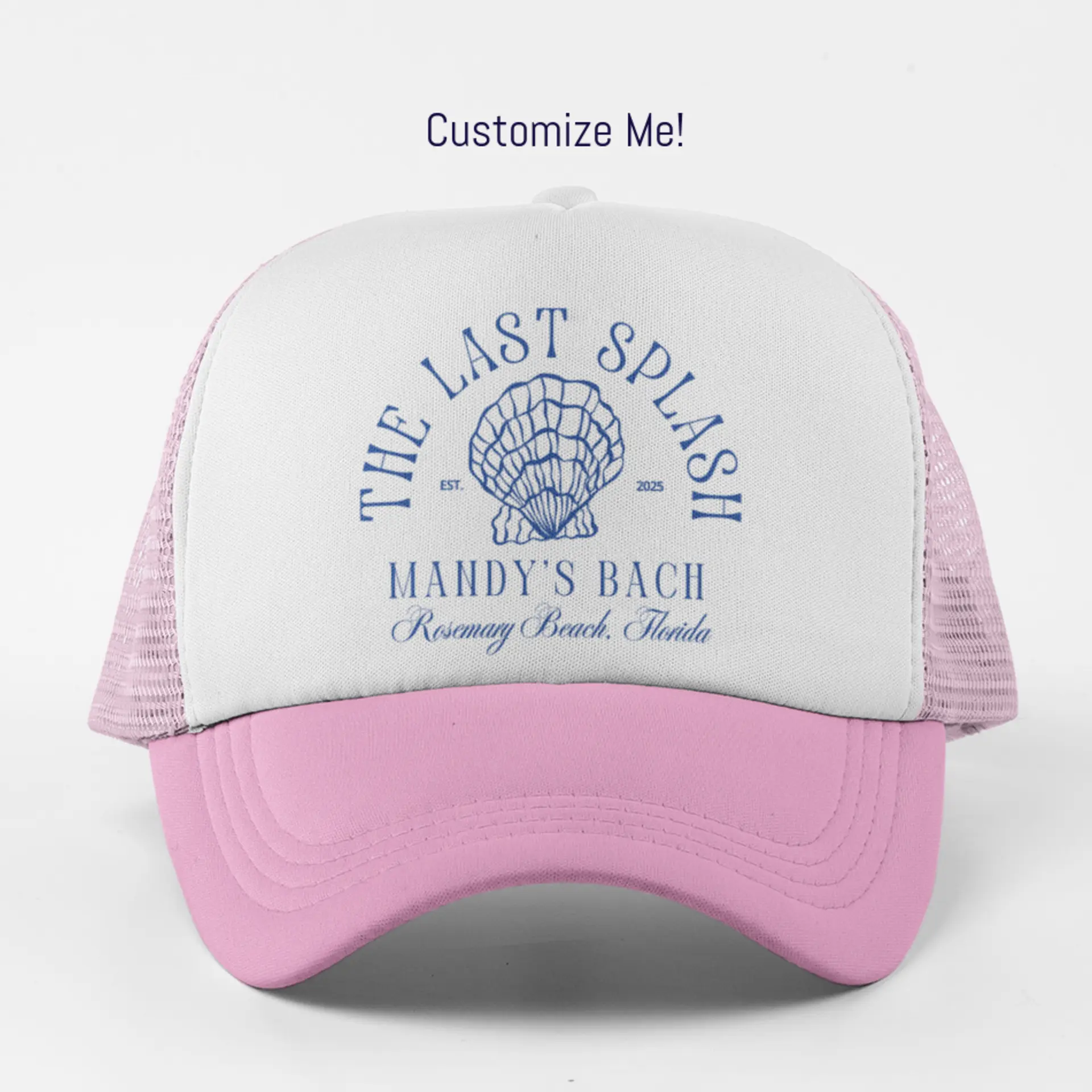Custom Coastal Bachelorette Party Trucker Hat – Personalized Shell Last Toast Theme Party Bach | Bachelorette Party Hats, Bday Hats, Coastal Theme Pool Beach Party Accessories, Matching Group Hats