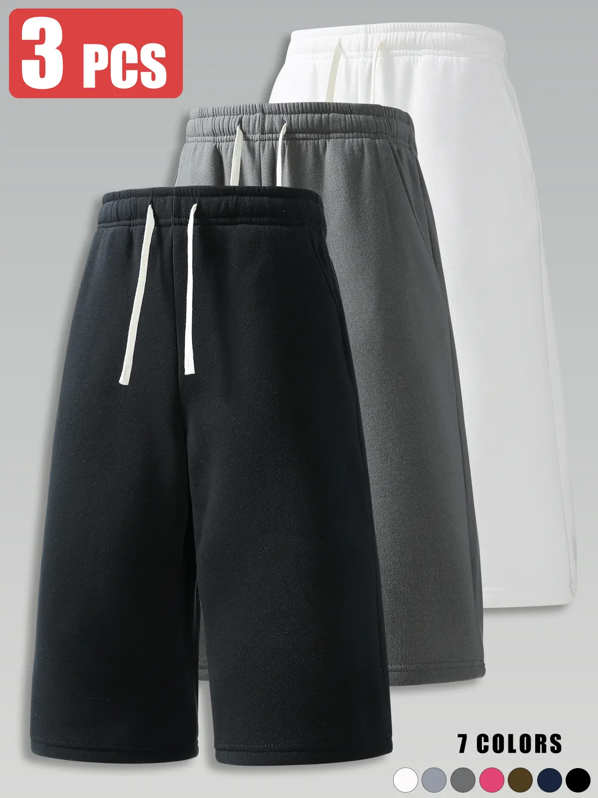 Men’s summer sports casual shorts, three-quarter length, loose straight fit, comfortable breathable fabric