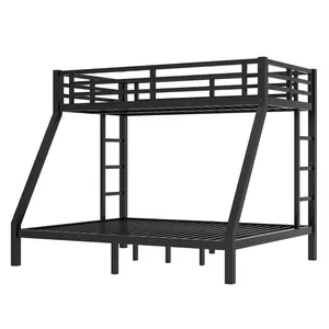 Twin XL Over Queen Heavy Duty Bunkbeds, Sturdy Steel Frame Bed Frame (82.7x63x63.7 in), 300LBS Upper & 600LBS Bottom Weight Capacity, Dual Ladders & Under Bed Storage