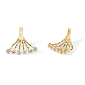 Luxuriant Lab Grown Diamond G-H SI 0.40 ctw Earrings Jacket in 18K Vermeil Yellow Gold Over Sterling Silver Christmas Gifts