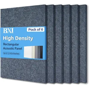 Sound Absorber - 16 X 12 X 0.4 Inches 6 Pack High Density Acoustic Absorption Panel, Sound Absorbing Panels  Echo Reverb, Tackable Acoustic Panels for Wall and Ceiling Acoustic