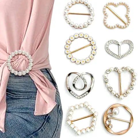 3pcs/6pcs/8pcs Pearl Brooches, Elegant Geometric Design, All-Seasons Plain Pattern, Metal Alloy Decorative Pins, Clothing Accessories, Brooch Pin Clip