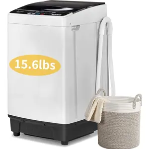 [ Father's Day Gift ]Winado 15.6LBS Portable Washing Machine, Full-Automatic Laundry Machine with Stainless Steel Drum, 10 Wash Programs Compact Washer and Spin Dryer Combo with Drain Pump for Apartment, Dorm, Home