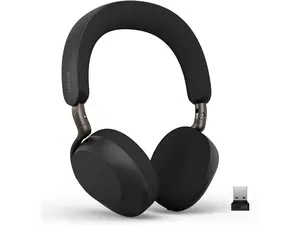 Jabra Evolve3 75 On-Ear Wireless Bluetooth Headset with Microphone for Work, USB-A, AI Voice Call Technology, Advanced Active Noise Cancellation, 22-Hour Battery, Works with Online Meeting Apps, Black