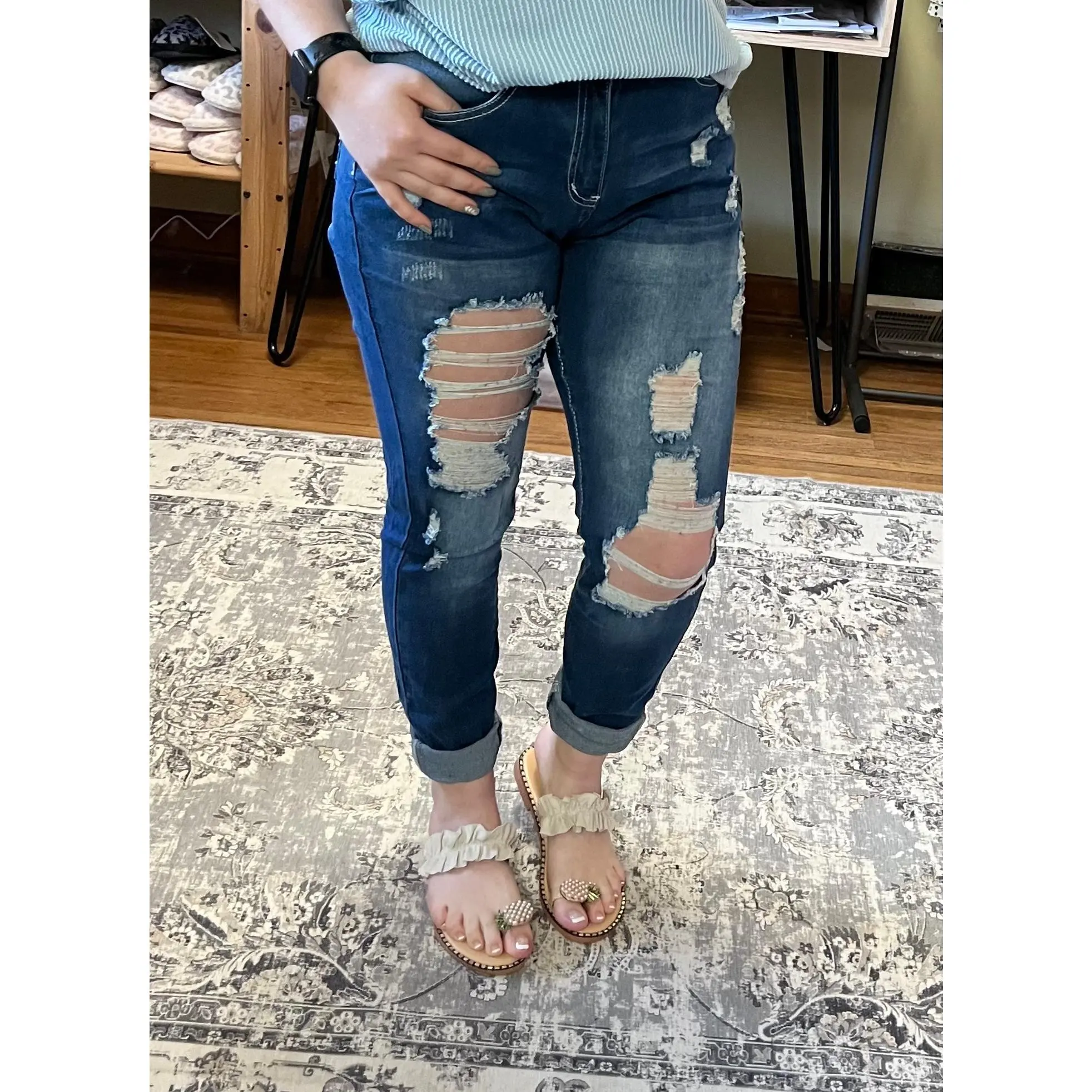 Dark Blue Ripped Jeans