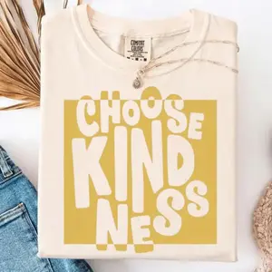 Comfort Colors Choose Kindness Statement T-Shirt, Retro Kindness Graphic Shirt, Spread Kindness Tee, Positive Vibes Kindness Shirt, Casual Wear, Womenswear