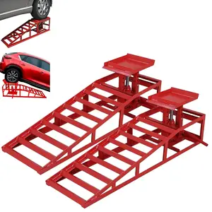2PCS 5T/11000Lb Hydraulic Car Ramps, Heavy Duty Auto Service Ramps with 9.4" -13.3" Adjustable Lifting Height, Low Profile Car Lift for Oil Changes, Garage Repair