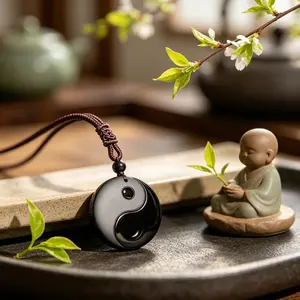 BuddhaStones Yin Yang Balance Necklace  Release Negativity & Restore Inner Harmony | Feng Shui Pendant for Positive Energy | Modern Spiritual Jewelry