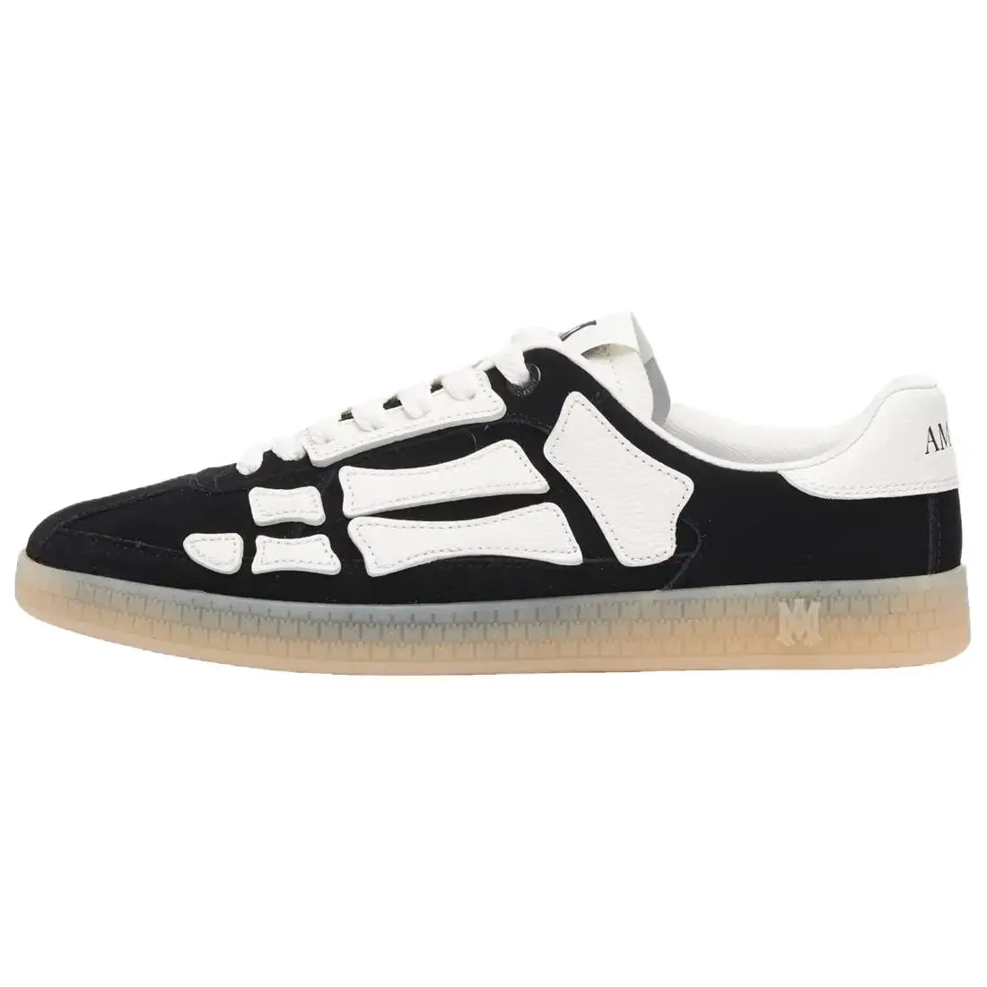 Men's AMIRI Pacific Bones Suede Lace-Up Low-Top Closed Casual Walking Shoes - Black Trending Athletic Trainer, House White Official Maison Mihara Footwear