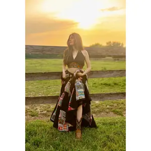 Peyton Black Chaniya Choli Set with Halter Neck Blouse